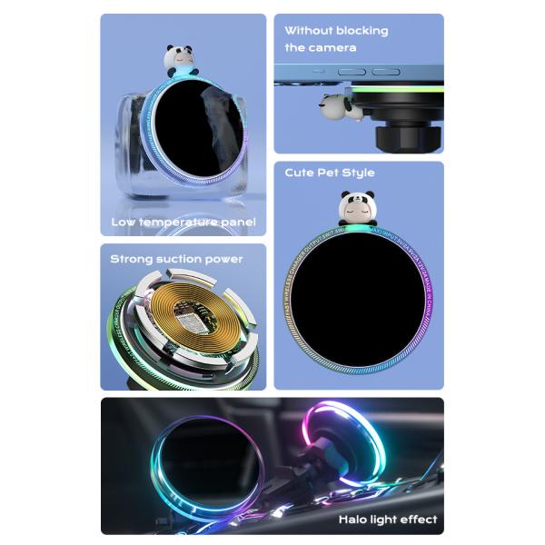 Iphone 15 Pro Max Charger Ambient Magnetic Car Mount With 1.7kg Strong Magnetic Attraction And Customisable RGB Lights