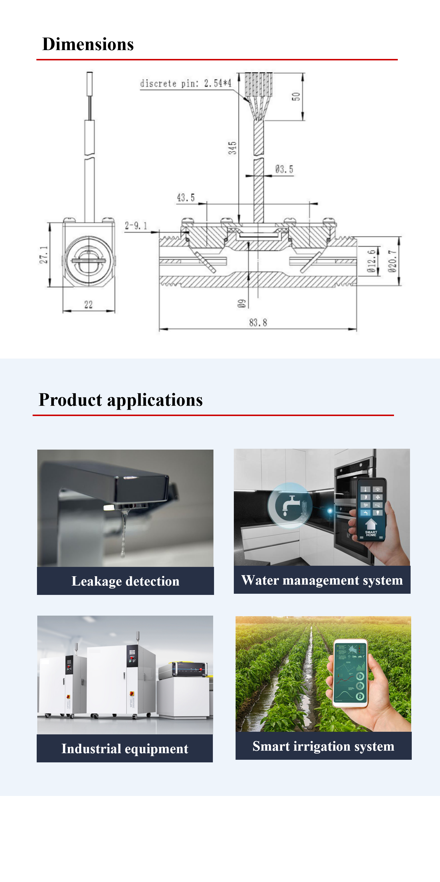 DN10 Ultrasonic Flow Sensor Piezoelectric Transmitter And Receiver Sensor