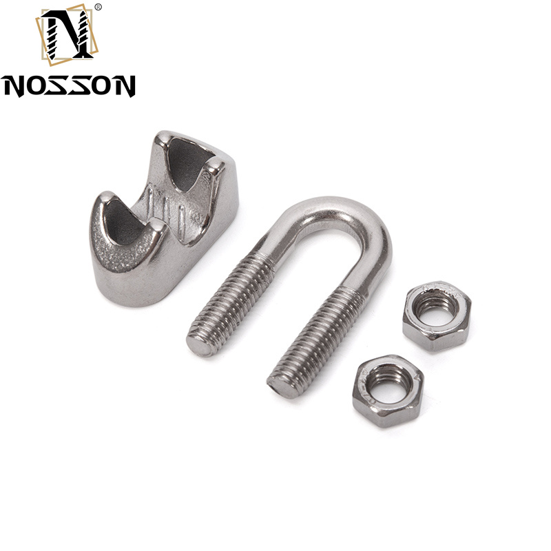 ANSI/ASME Standard SS304 SS316 Saddle Wire Rope Cable Clip Clamp With U Bolt Metric Measurement System Rigging Hardware