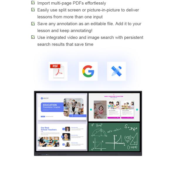 55 65 75 85 86 98 Inch 4k 3840x2160 Electronic Touch Screen Active Smart Board Interactive Electronic White Board
