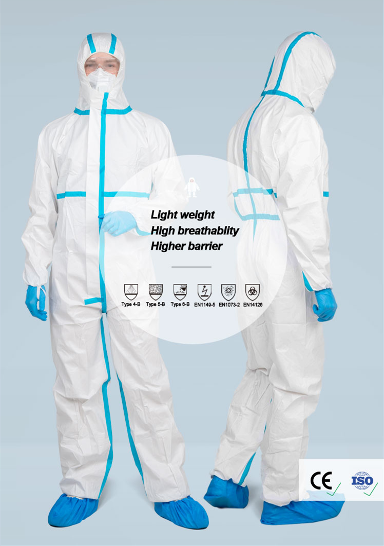 Anti Bacterial Disposable Protective Coverall With collar S-4XL