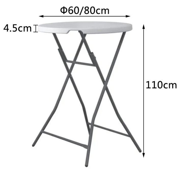 Mail Packing 60cm Round White Plastic Mini Bar Dining Table with Customized Color