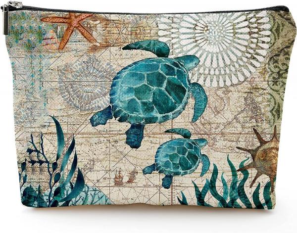 Quality Smooth Soft Waterproof Lighweight Sea Turtle Makeup Bag Travel Cosmetic Bag Zipper Pouch Friend Gifts Idea For Women for sale