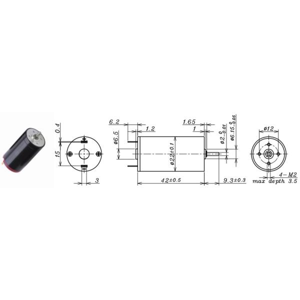 6V 12V 24V 36V 48V Brushed Coreless Motor L42mm D22mm with Encoder
