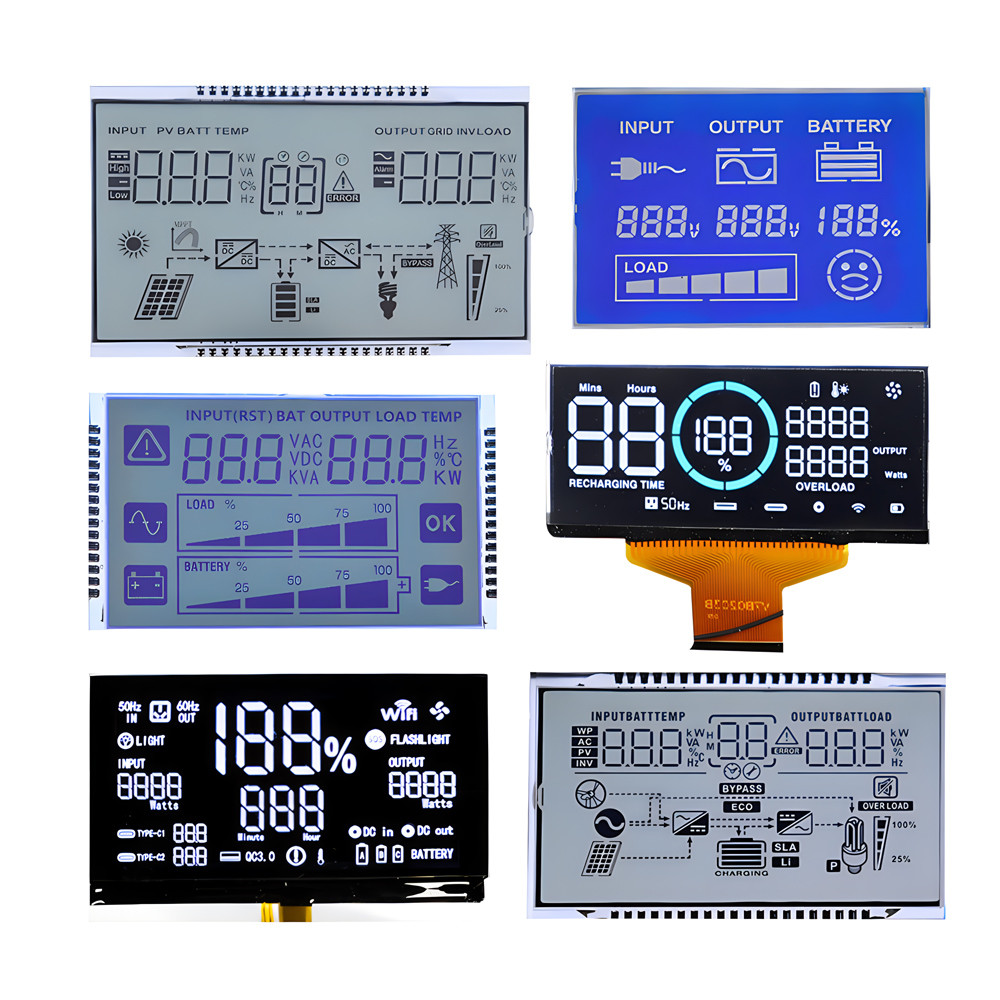 Custom Segment LCD Display Fully Customizable TN Transmissive Positive Wide Temp -30°C to 80°C 6 00 o'clock Viewing Direction