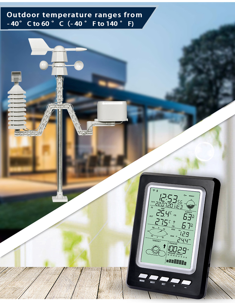 Solar Powered Weather Station With Wireless WIFI And LCD Display Size 189*125*27mm