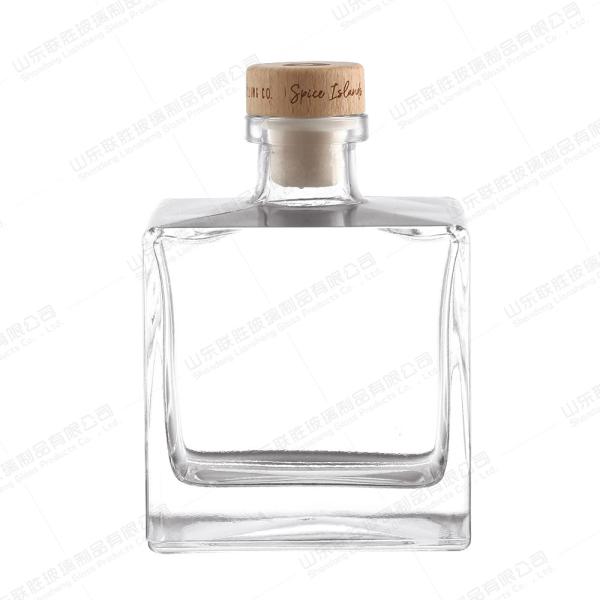 Quality Wine Acceptable Customer's Logo 500ml Glass Square Vodka Whiskey Bottle with Cork Lids for sale