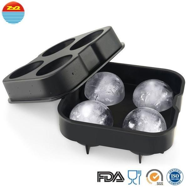 Quality 4-ice ball large wholesale personalized make your own custom silicone ice cube tray mold for sale