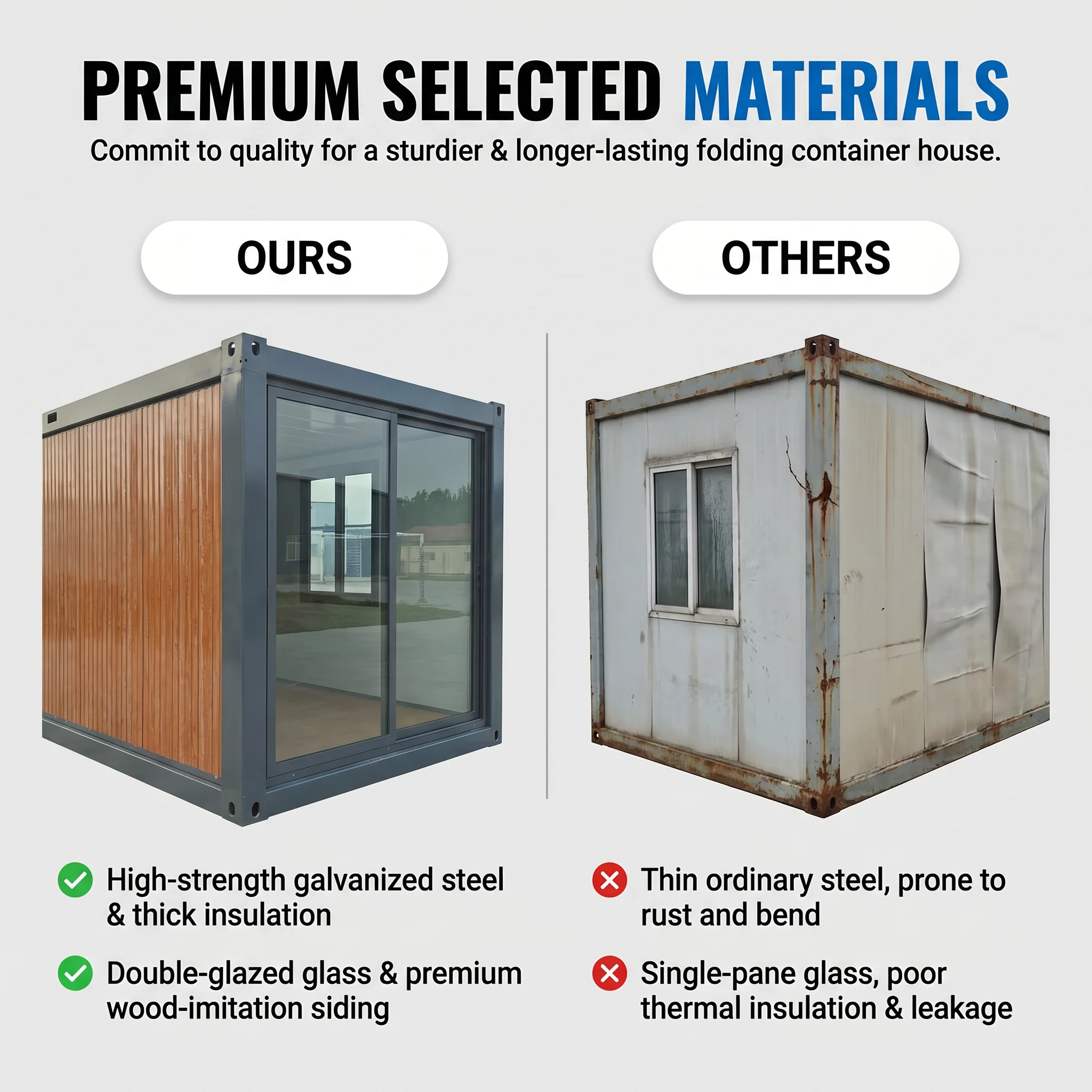 Foldable Container House With Self Locking Hinge System Space Saving Flat Pack Design for Temporary Accommodation