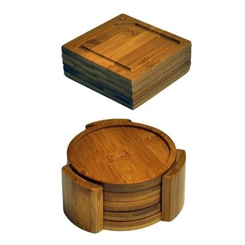 Quality organic bamboo coaster set cup coaster with round and square shape for high quality and wholesale for sale