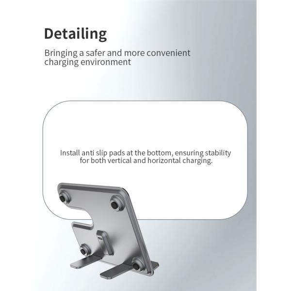 Fast Wireless Charging Detachable Aluminum Alloy Charging Stand for Smart Devices