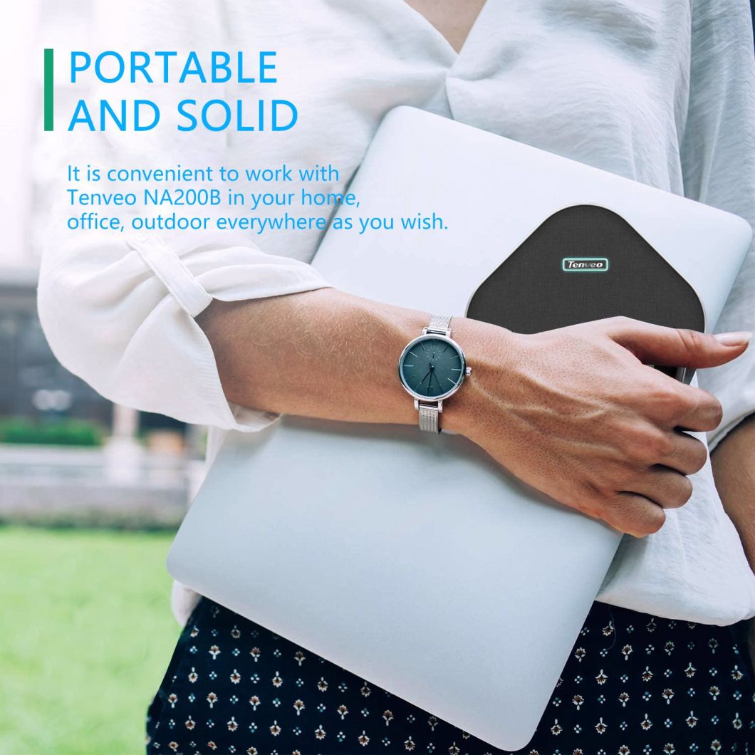 Na200b Bluetooth Speakerphone Computer Speaker with Microphone Voiceia Noise Cancelling USB Microphone Built-in 4 Mics 360 Degree Voice Pickup for 8-10 People
