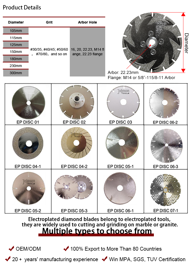 Maple Leaf Electroplated Diamond Tools For Circular Saws EP Disc 08-1