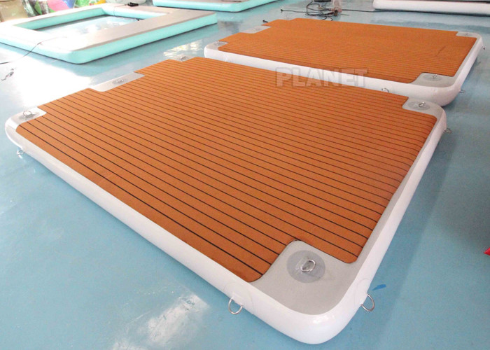 4x2x0.2m Teak Sunbathing Inflatable Floating Island Dock