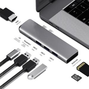China Type C HDMI 4K Thunderbolt 3 USB C Hub With Hub 3.0 TF SD Reader Slot PD wholesale
