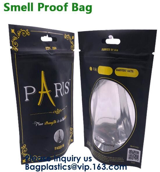 Mylar Zip lockk Foil Carbon Smell Proof Bag with One Side Clear,3.5 Grams Jungle Boys Packaging Paris Og Smell Proof Zippe