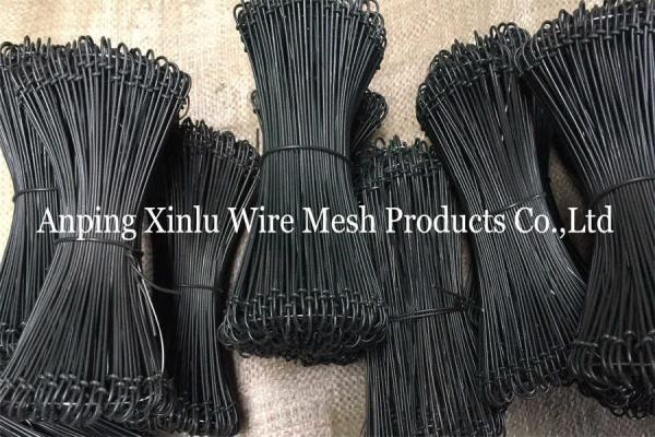 Quality Garden Black Double Loop Bale Ties 10cm Length BWG20 Q235 PVC Coated Twin Loop Rebar Binding Wire for sale
