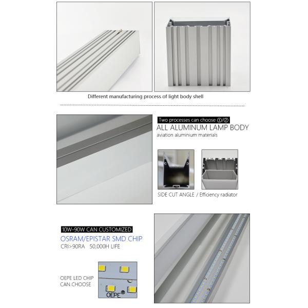 Aluminum 20W 40W Linear Led Ceiling Lights , OEM Linkable Led Shop Lights