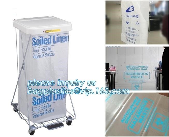 LDPE biohazard waste bin bags disposable medical autoclave bags, biohazard specimen bag plastic adhesive flat bag, bagea