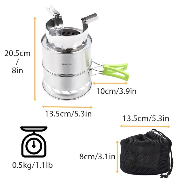 5.1"X7.7" SS Backpacking Stove Collapsible For Camp