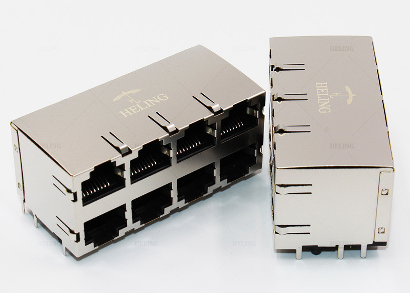 Tab Up Female Lan SMT Connector , Low Profile RJ45 Waterproof Connector