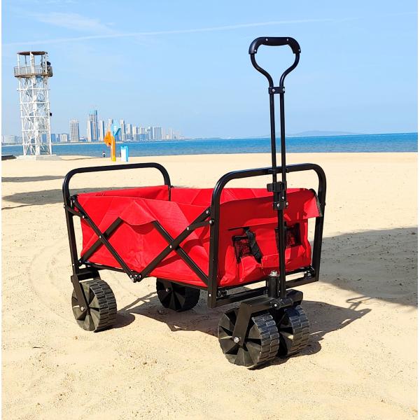 Wide Wheels Practical Foldable Beach Cart Welding Industrial Storage Folding Wagon