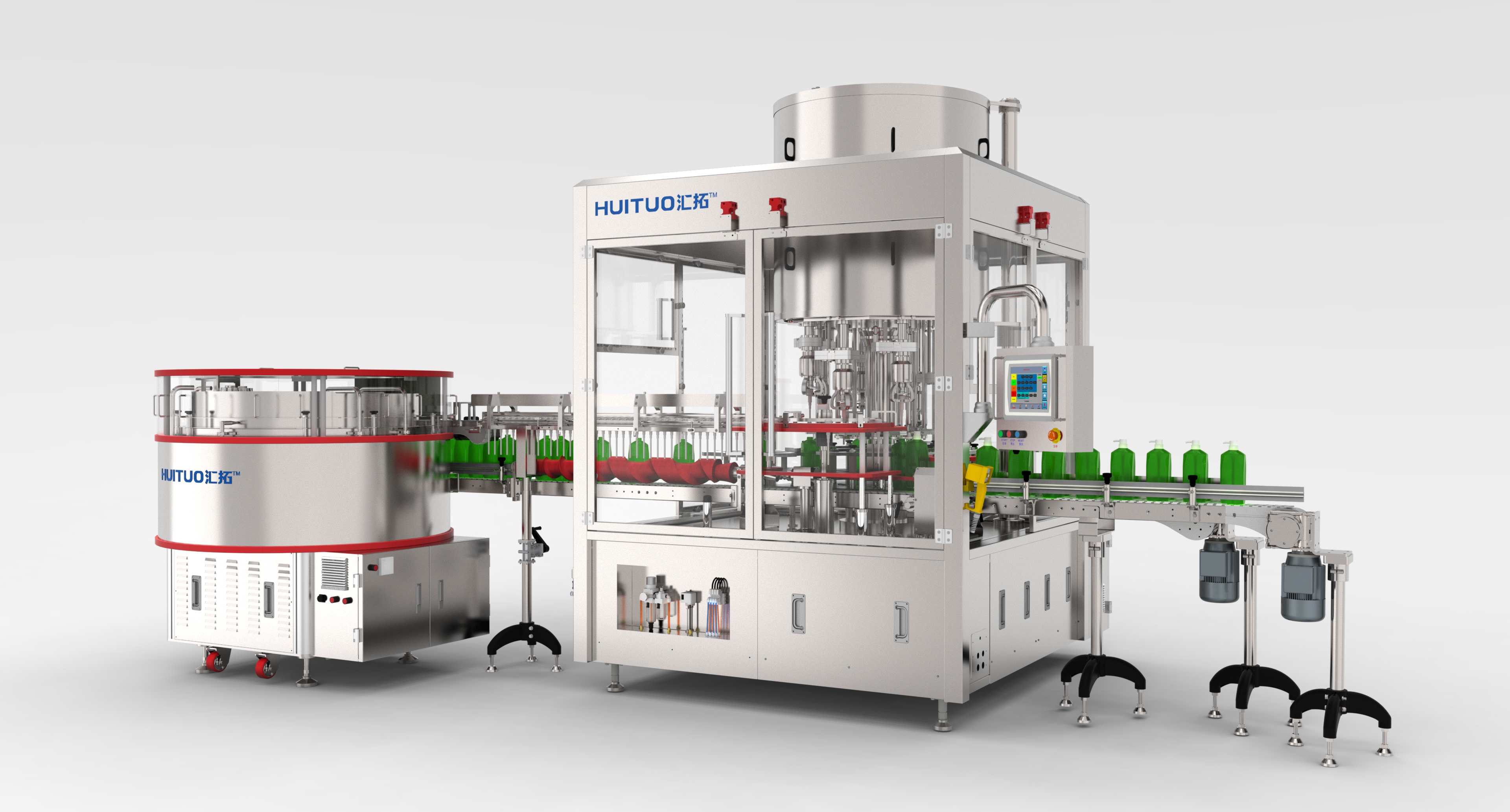 Huituo Automatic Rotary PET And Glass Capping Machine With Cap Unscrambler
