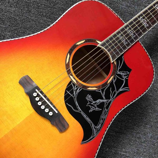 Custom 41" Solid Spruce Top Classic Acoustic Guitar with Pickup 301 Rosewood Fingerboard Mahogany Back Side