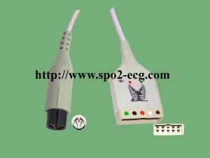 IEC AHA Philips 5 Lead Ecg Cable Round 8 Pin 12 Feet With Clip / Snap