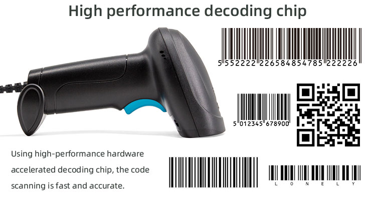 160mm*66mm*90mm U11-C Wired Barcode Scanner 1D Handfree USB Interface with Base Stand