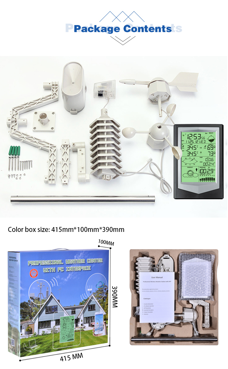 Temperature Sensor Rain Gauge Weather Station For Indoor And Outdoor -40 To 60 ° C Range