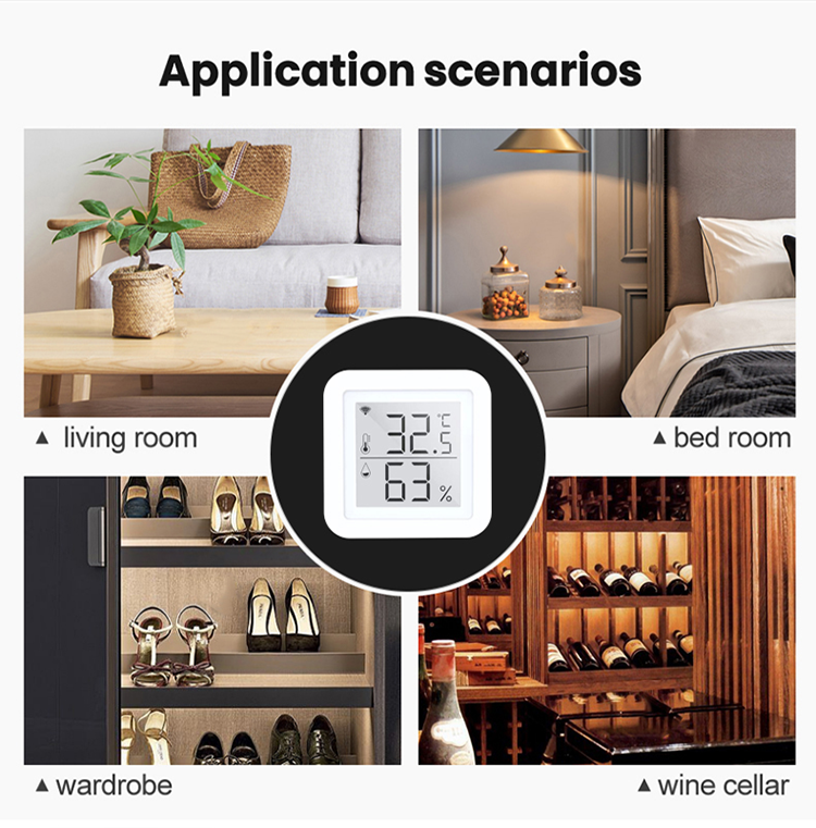 DC5V 1A Tuya Wifi Temperature And Humidity Sensor Smart Alarm Sensor