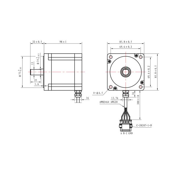 98mm Micro Stepper Motor 3 Phase 1.2 Degree NEMA 34 2.0N.M 2.5A