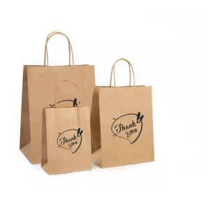 China Varnishing Kraft Paper Handbag Recycled Brown Kraft Paper Bag SGS wholesale