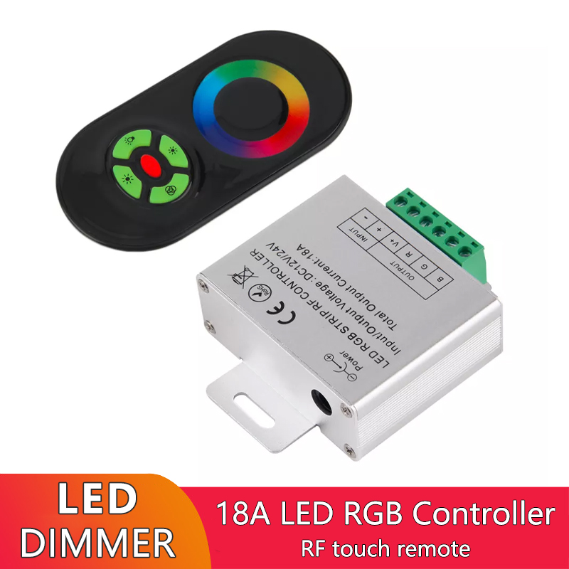 RF Touch Remote RGB LED Strip Controller DC 12V 18A For RGB LED Strips