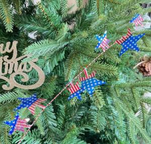 Big five-pointed star American flag decoration wreath Christmas tree ornament,Wire Wreath Holiday Cane