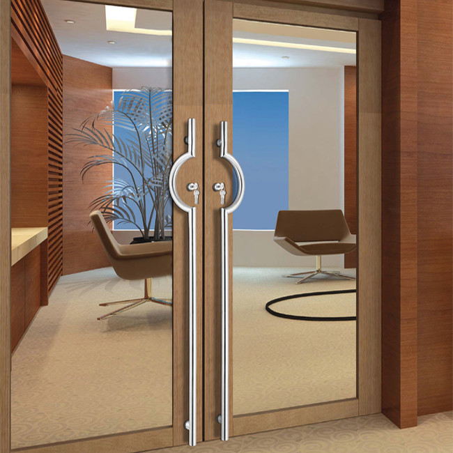 Super Market square tube Handle wooden Handle glass door Handle SS201 SS304
