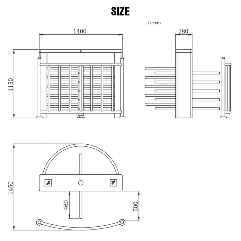 CW804 Automatic Half Height Rotary Turnstile Gate