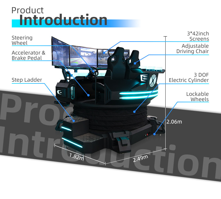 Driving Simulator Race Game Arcade Machine 3 Screens 3.0kw 3Dof cing Car