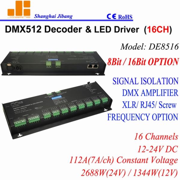 XLR / RJ45 Socket LED DMX512 Decoder For Movie Studio LED Light Black Housing
