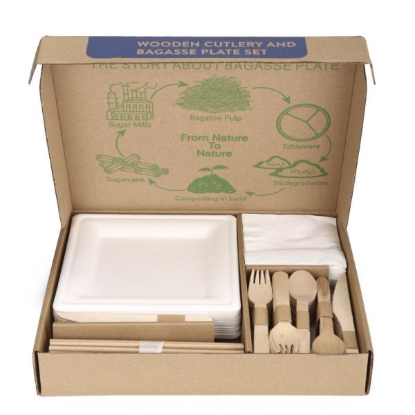 Quality 40 People Beach Camping Compostable Party Tableware Hotel Tableware Set for sale