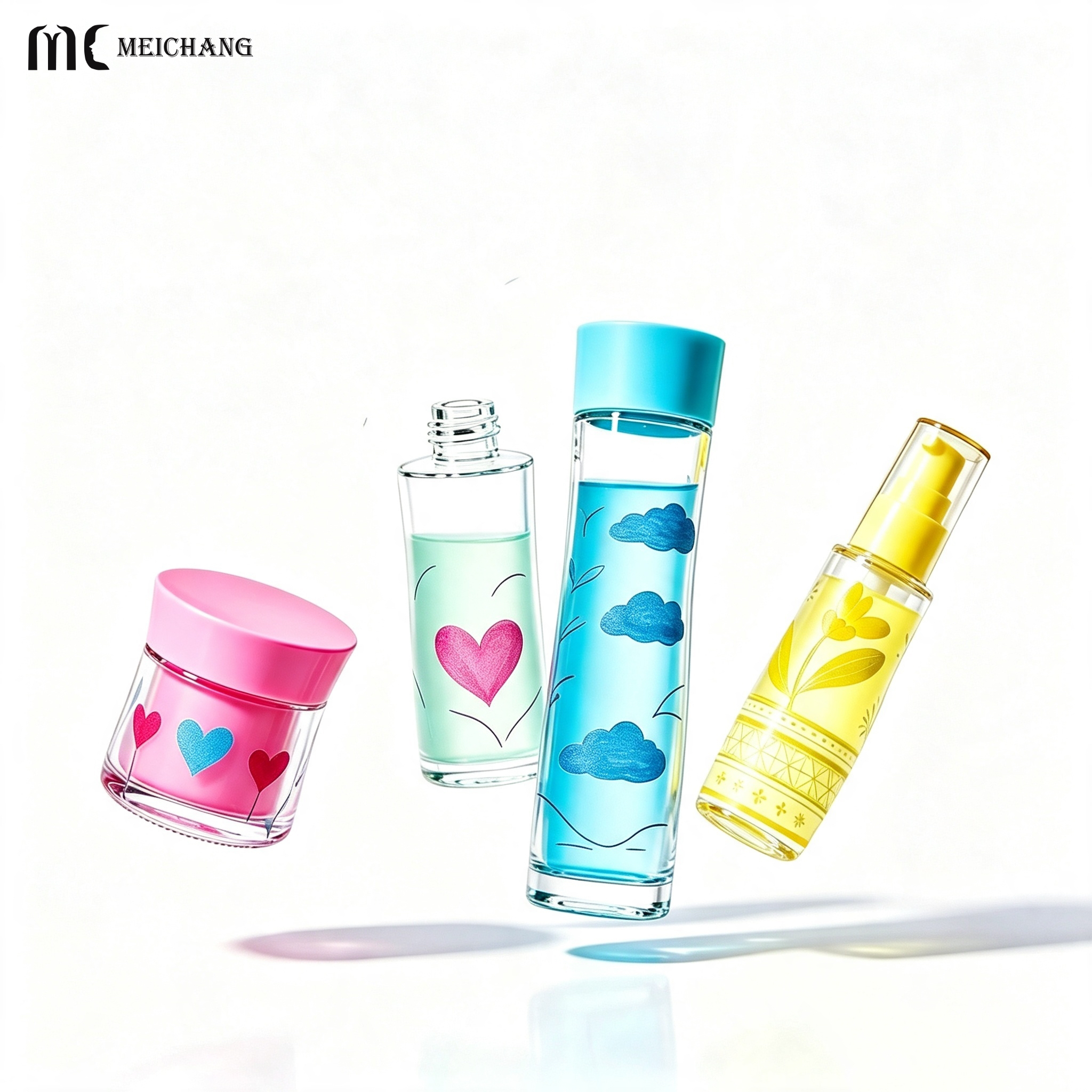 50g/45ml/110ml/145ml Light-Blocking Refillable Glass Skincare Packaging Set – Customizable UV-Protective Cosmetic Bottles & Cream Jar for Sustainable