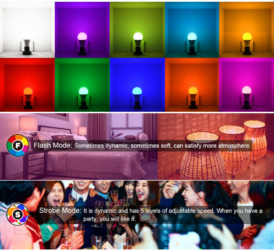 Home Smart Wifi LED Bulb 15W E27/B22 RGB Wireless Light Bulbs