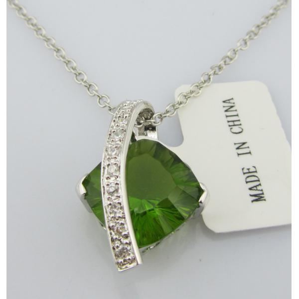 Ring Size 7 925 Silver Jewelry Set with Lobster Clasp Closure Green Summer