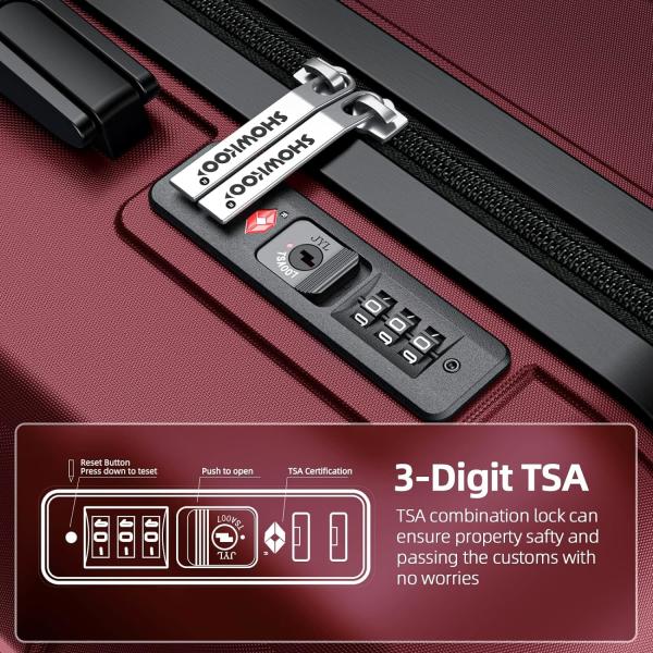 Luggage Sets Expandable PC+ABS Durable Suitcase Double Wheels TSA Lock 3pcs Red Wine