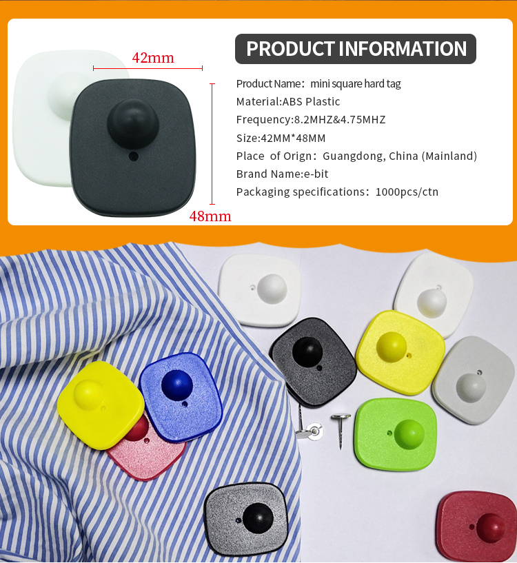 EAS 8.2MHz RF Security Hard Tag Various Colors Small Square For Retail Store