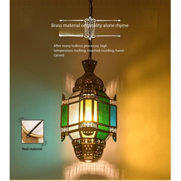 Decorative Handmade Copper Ceiling Light Copper Glass Pendant Light