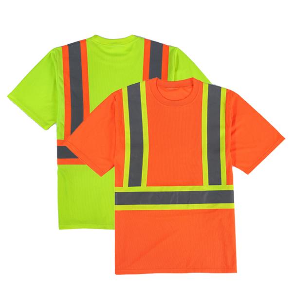 Reflective Breathable High Visibility Shirts Work Short Sleeves Quick Dry Microfiber Sweat Absorbent