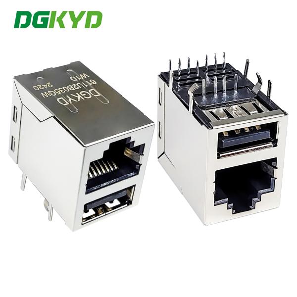 Quality RJ45 With USB Connector Modular Block Socket USB2.0 6U DGKYD611U2B035GWW1D for sale