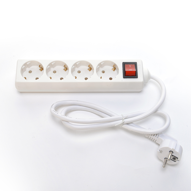 1m 2m 3m European Plug Adapter With 4 Outlet Power Strips H05VV-F 3x1.5mm2 Power Cable Eu Plug 16A for Electrical Plug
